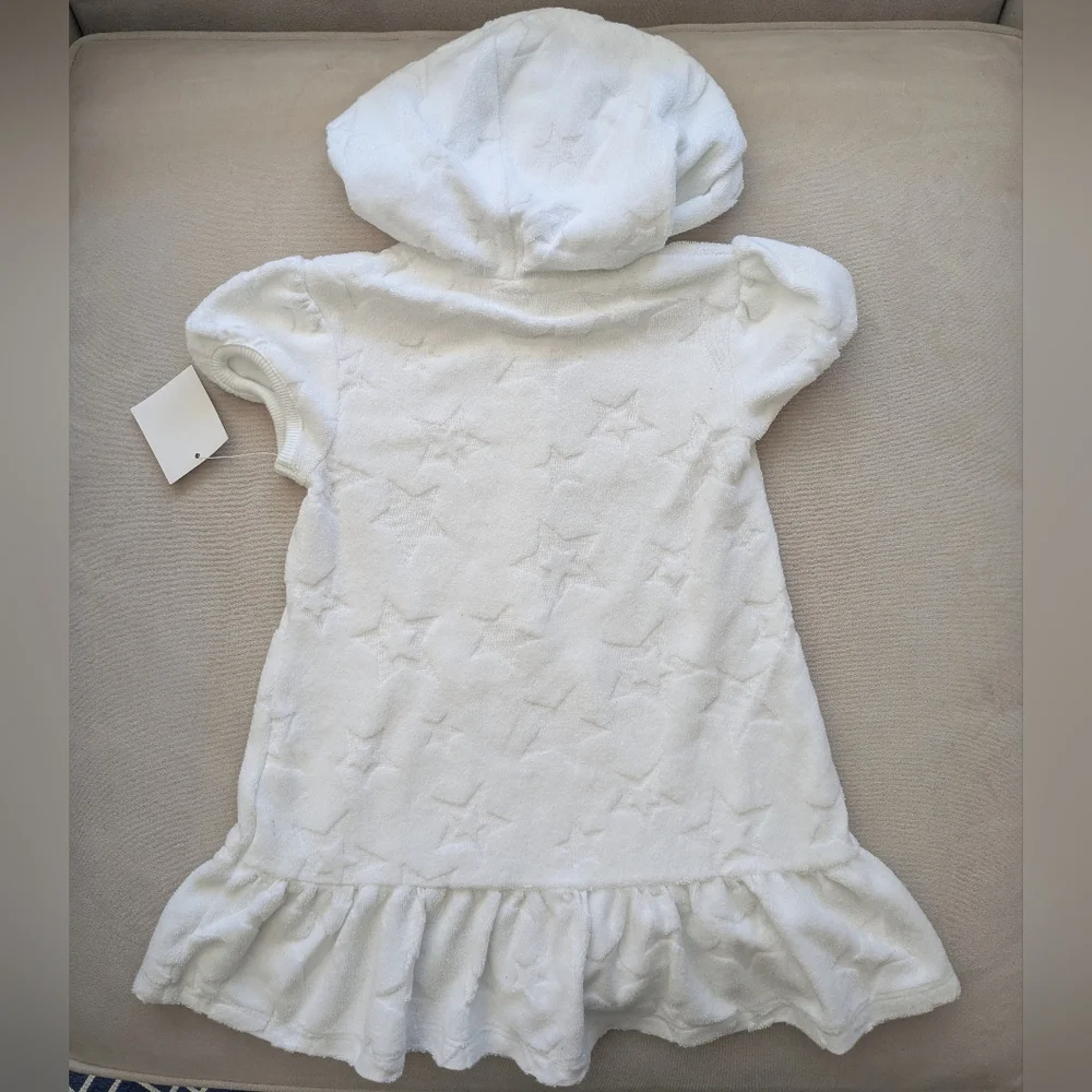 NWT Terry Swim Cover Up With Hood and Floral Details - 2T